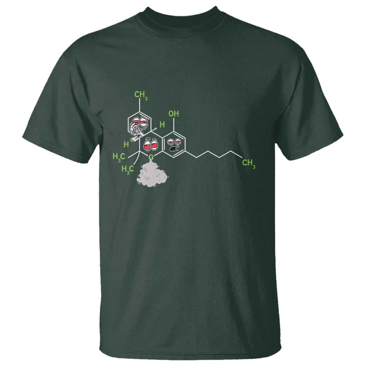 Cannabis Weed T Shirt Molecule THC Marijuana Stoner TS11 Dark Forest Green Print Your Wear