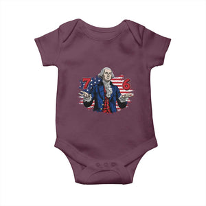 Funny George Washington 67 Baby Onesie Six Seven Meme Gen Alpha Slang TS11 Maroon Print Your Wear