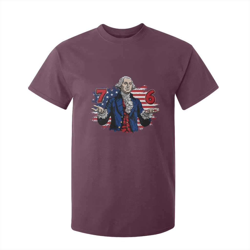 Funny George Washington 67 T Shirt For Kid Six Seven Meme Gen Alpha Slang TS11 Maroon Print Your Wear