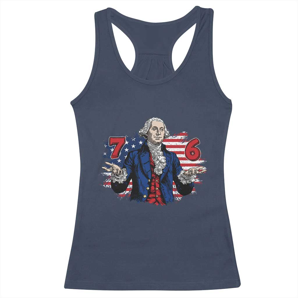 Funny George Washington 67 Racerback Tank Top Six Seven Meme Gen Alpha Slang TS11 Navy Print Your Wear