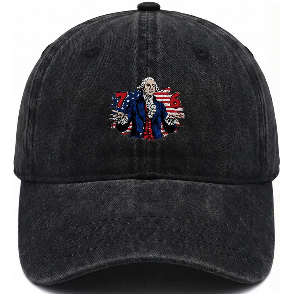 Funny George Washington 67 Washed Cotton Baseball Cap Six Seven Meme Gen Alpha Slang TS11 Print Your Wear