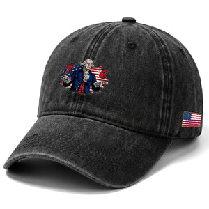 Funny George Washington 67 Washed Cotton Baseball Cap Six Seven Meme Gen Alpha Slang TS11 Print Your Wear