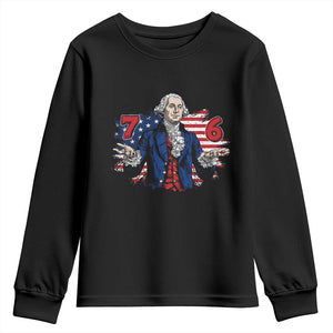 Funny George Washington 67 Youth Sweatshirt Six Seven Meme Gen Alpha Slang TS11 Black Print Your Wear