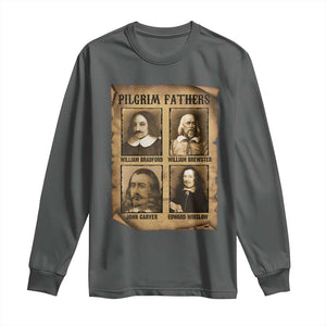 Thanksgiving Pilgrim Fathers Long Sleeve Shirt Plymouth Colony Massachusetts History TS11 Dark Heather Print Your Wear