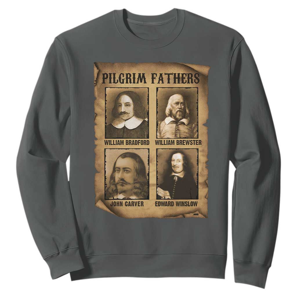 Thanksgiving Pilgrim Fathers Sweatshirt Plymouth Colony Massachusetts History TS11 Dark Heather Print Your Wear