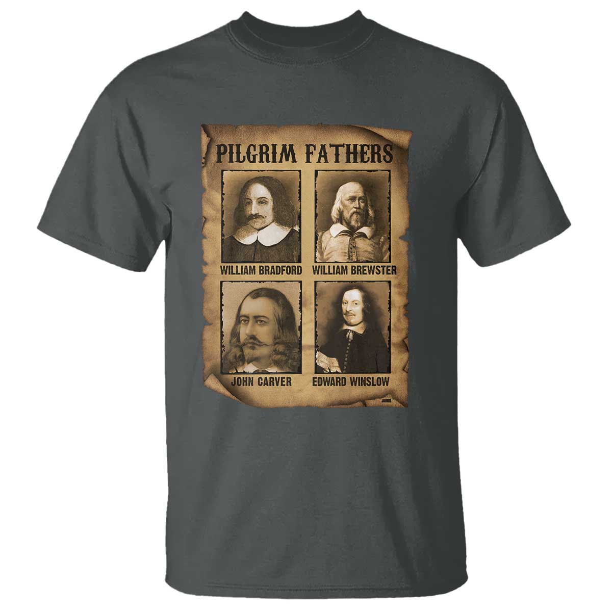 Thanksgiving Pilgrim Fathers T Shirt Plymouth Colony Massachusetts History TS11 Dark Heather Print Your Wear