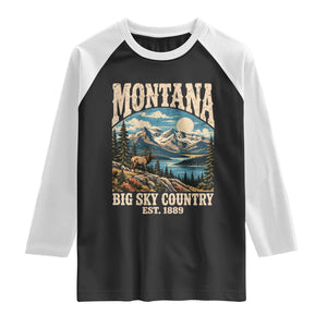 Montana Big Sky Country Rocky Mountain Souvenir Raglan Shirt