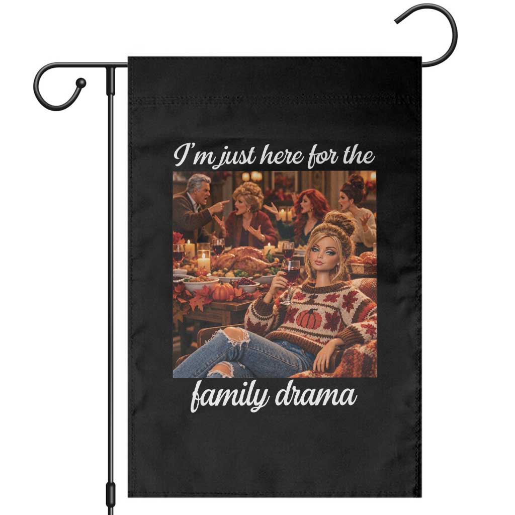 Funny Thanksgiving Doll Face Meme Garden Flag I Am Just Here For The Family Drama