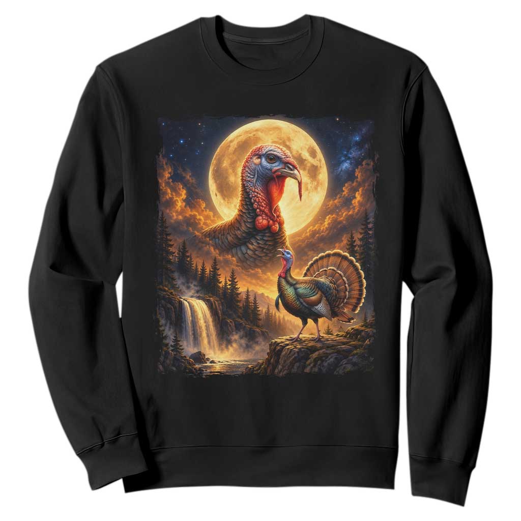 Turkey Howling at The Moon Wildlife Thanksgiving Sweatshirt Turkey Hunting Humor