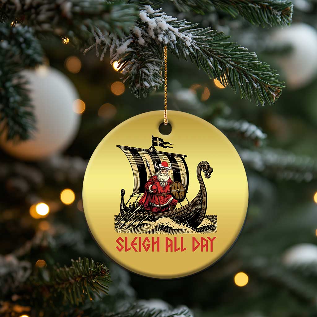 Funny Xmas Santa Viking Christmas Ornament Sleigh All Day Xmas Pagan Norse Longship TS11 Print Your Wear