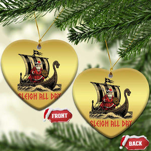 Funny Xmas Santa Viking Christmas Ornament Sleigh All Day Xmas Pagan Norse Longship TS11 Heart Gold Print Your Wear