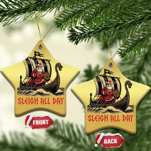 Funny Xmas Santa Viking Christmas Ornament Sleigh All Day Xmas Pagan Norse Longship TS11 Star Gold Print Your Wear