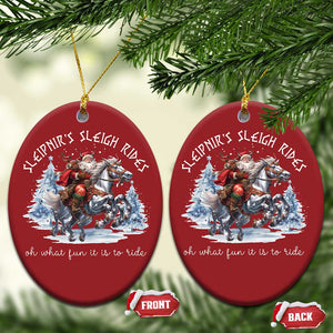 Funny Xmas Santa Viking Christmas Ornament Sleipnir's Sleigh Rides Oh What Fun It Is To Ride TS11 Oval Red Print Your Wear