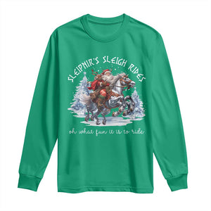 Funny Christmas Santa Viking Long Sleeve Shirt Sleipnir's Sleigh Rides Oh What Fun It Is To Ride TS11 Irish Green Print Your Wear