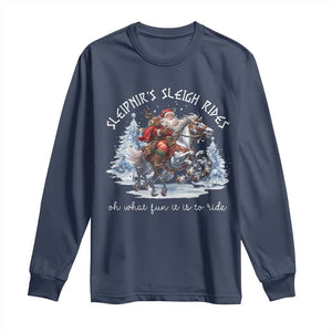 Funny Christmas Santa Viking Long Sleeve Shirt Sleipnir's Sleigh Rides Oh What Fun It Is To Ride TS11 Navy Print Your Wear