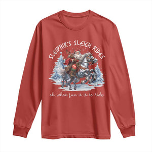 Funny Christmas Santa Viking Long Sleeve Shirt Sleipnir's Sleigh Rides Oh What Fun It Is To Ride TS11 Red Print Your Wear