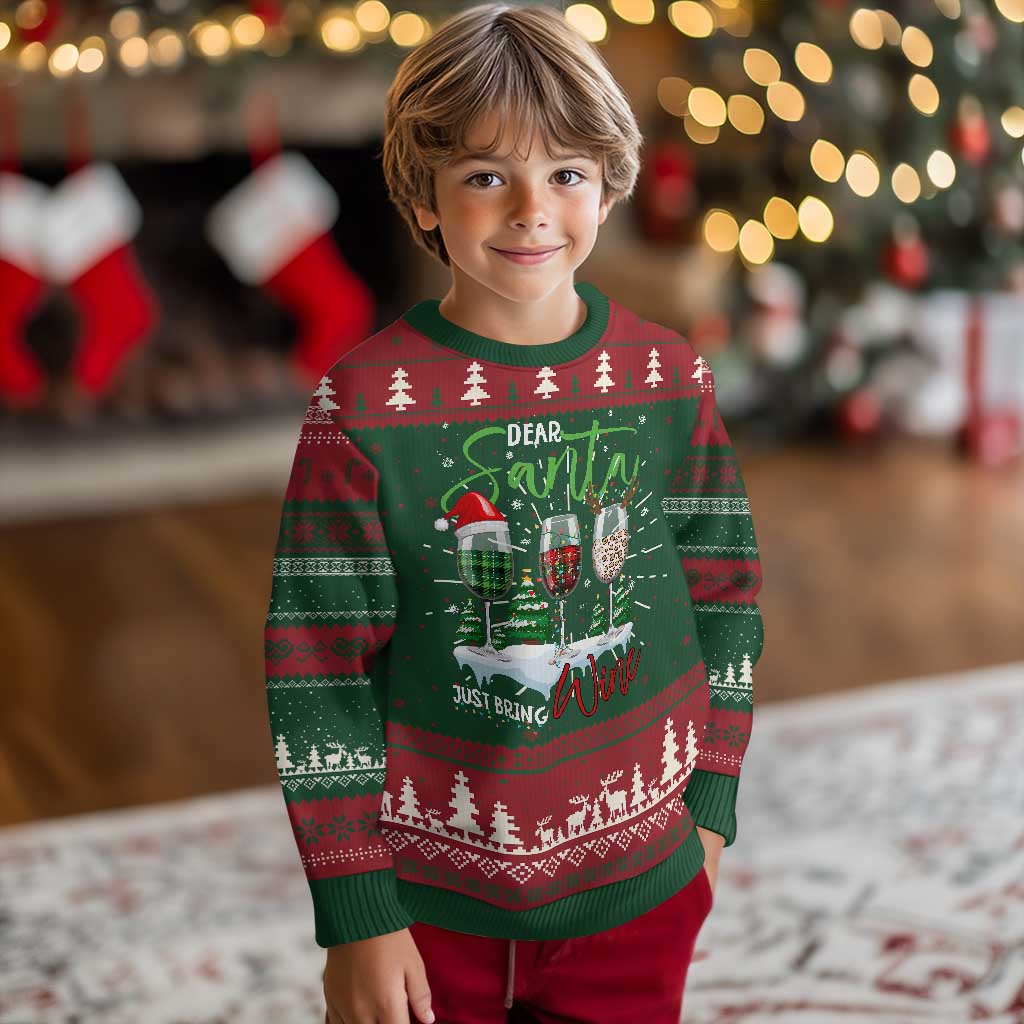 Funny Xmas Wine Ugly Christmas Sweater Dear Santa Just Bring Wine Winter Holiday TS11 Christmas Print Your Wear