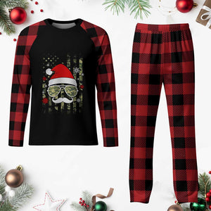 Funny Christmas Veteran Plaid Pajama Set Santa Hat Camo American Flag TS11 Buffalo Plaid Print Your Wear