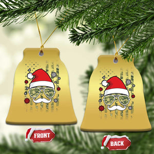 Funny Christmas Veteran Christmas Ornament Santa Hat Camo American Flag TS11 Bell Flake Gold Print Your Wear