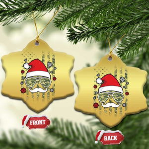 Funny Christmas Veteran Christmas Ornament Santa Hat Camo American Flag TS11 Snow Flake Gold Print Your Wear