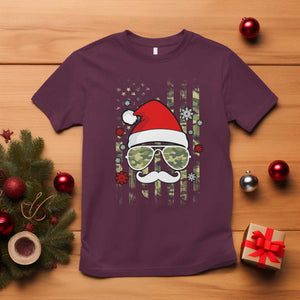 Funny Christmas Veteran T Shirt Santa Hat Camo American Flag TS11 Maroon Print Your Wear