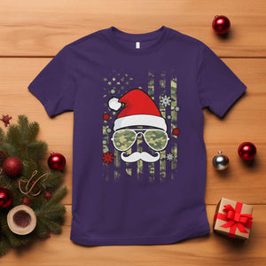 Funny Christmas Veteran T Shirt Santa Hat Camo American Flag TS11 Purple Print Your Wear