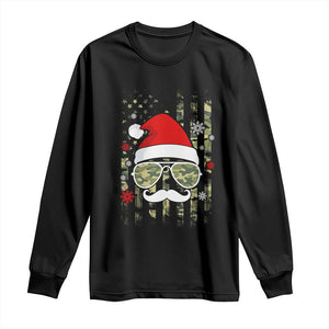 Funny Christmas Veteran Long Sleeve Shirt Santa Hat Camo American Flag TS11 Black Print Your Wear