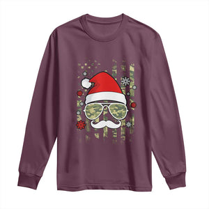 Funny Christmas Veteran Long Sleeve Shirt Santa Hat Camo American Flag TS11 Maroon Print Your Wear