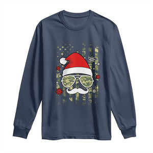 Funny Christmas Veteran Long Sleeve Shirt Santa Hat Camo American Flag TS11 Navy Print Your Wear