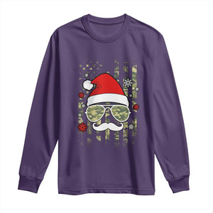 Funny Christmas Veteran Long Sleeve Shirt Santa Hat Camo American Flag TS11 Purple Print Your Wear