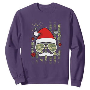 Funny Christmas Veteran Sweatshirt Santa Hat Camo American Flag TS11 Purple Print Your Wear