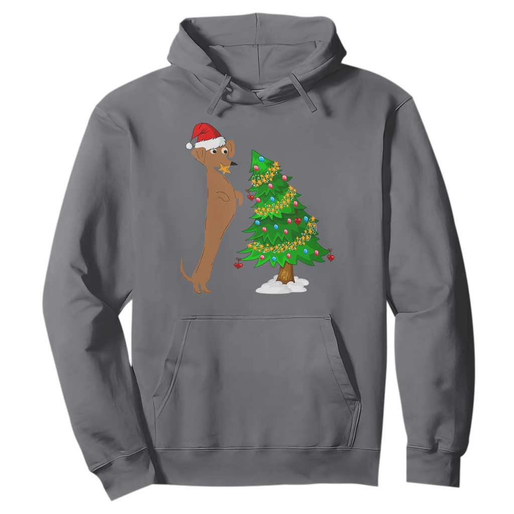 Funny Christmas Wiener Dog Hoodie Decorations Xmas Tree TS11 Charcoal Print Your Wear