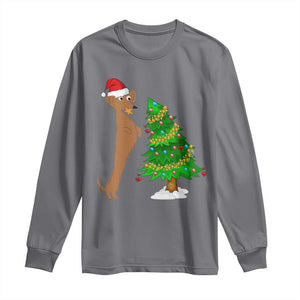 Funny Christmas Wiener Dog Long Sleeve Shirt Decorations Xmas Tree TS11 Charcoal Print Your Wear