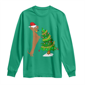 Funny Christmas Wiener Dog Long Sleeve Shirt Decorations Xmas Tree TS11 Irish Green Print Your Wear