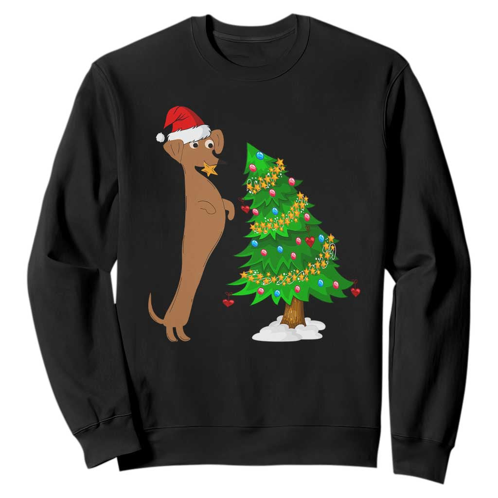 Funny Christmas Wiener Dog Sweatshirt Decorations Xmas Tree TS11 Black Print Your Wear