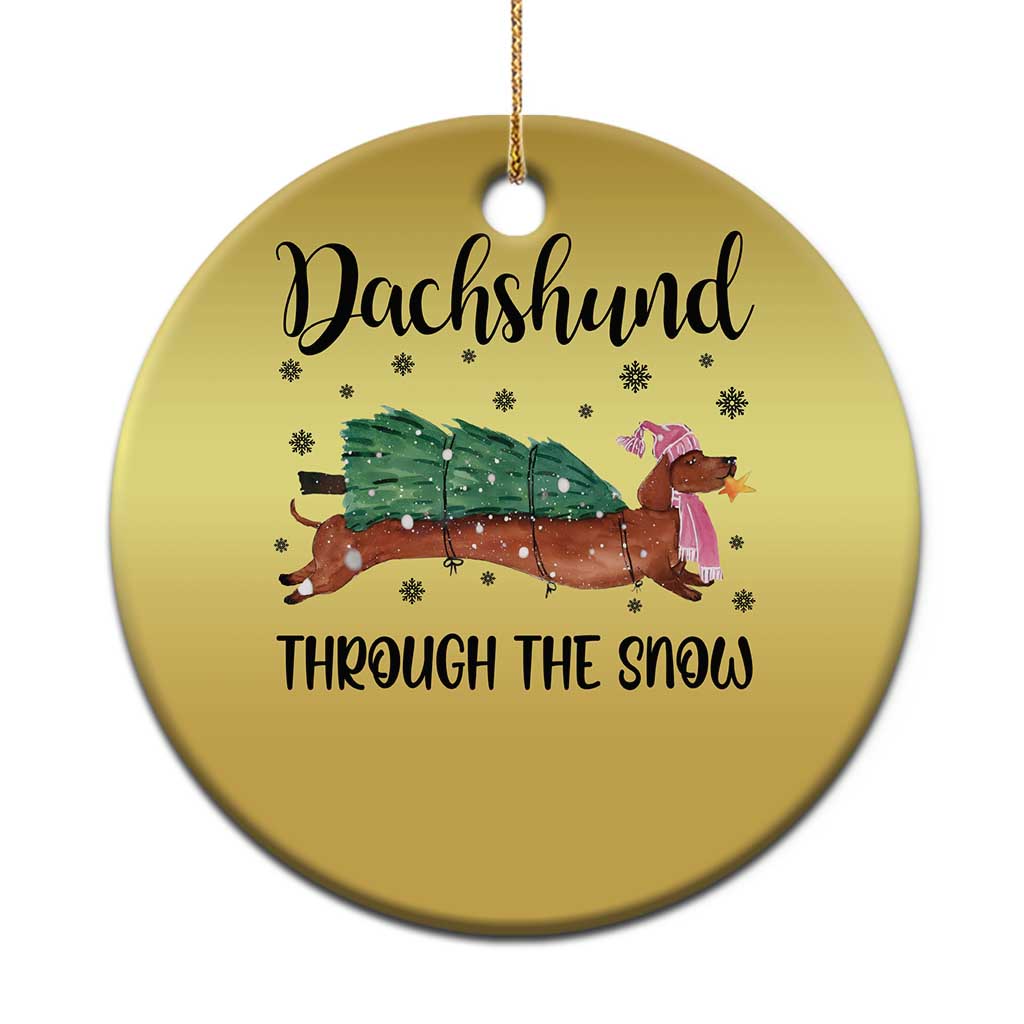 Funny Xmas Wiener Dog Christmas Ornament Dachshund Through The Snow Xmas Tree TS11 Print Your Wear