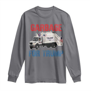 Garbage For Trump 2024 Long Sleeve Shirt Vintage Truck American Flag TS11 Charcoal Print Your Wear