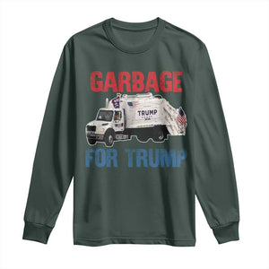 Garbage For Trump 2024 Long Sleeve Shirt Vintage Truck American Flag TS11 Dark Forest Green Print Your Wear