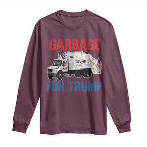 Garbage For Trump 2024 Long Sleeve Shirt Vintage Truck American Flag TS11 Maroon Print Your Wear