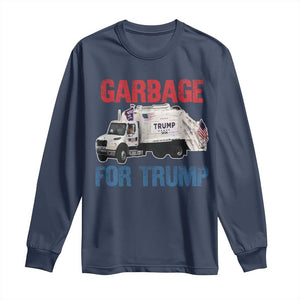 Garbage For Trump 2024 Long Sleeve Shirt Vintage Truck American Flag TS11 Navy Print Your Wear