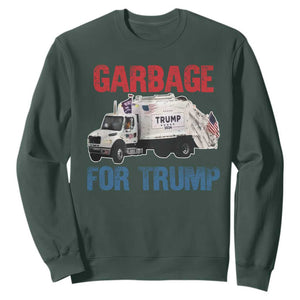 Garbage For Trump 2024 Sweatshirt Vintage Truck American Flag TS11 Dark Forest Green Print Your Wear