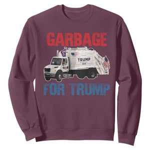 Garbage For Trump 2024 Sweatshirt Vintage Truck American Flag TS11 Maroon Print Your Wear