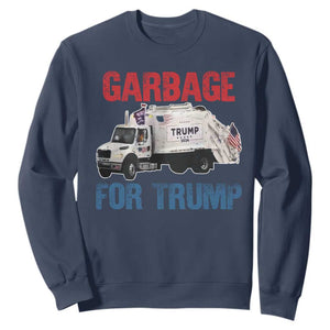 Garbage For Trump 2024 Sweatshirt Vintage Truck American Flag TS11 Navy Print Your Wear