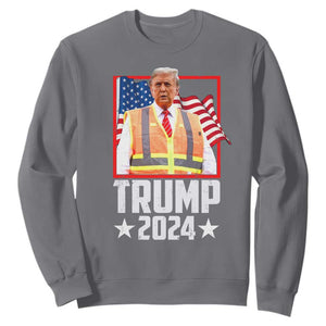 Funny Trump Garbage 2024 Sweatshirt American Flag TS11 Charcoal Print Your Wear