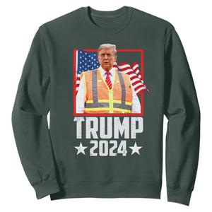 Funny Trump Garbage 2024 Sweatshirt American Flag TS11 Dark Forest Green Print Your Wear