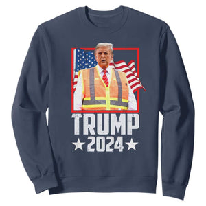 Funny Trump Garbage 2024 Sweatshirt American Flag TS11 Navy Print Your Wear