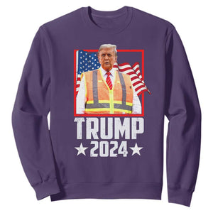 Funny Trump Garbage 2024 Sweatshirt American Flag TS11 Purple Print Your Wear