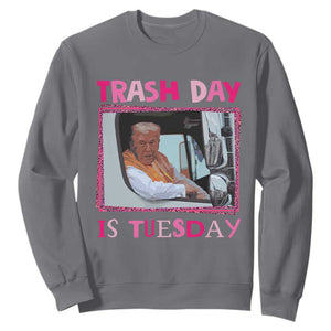 Funny Trump Garbage 2024 Sweatshirt Trash Day Is Tuesday Pink Trump TS11 Charcoal Print Your Wear