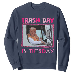 Funny Trump Garbage 2024 Sweatshirt Trash Day Is Tuesday Pink Trump TS11 Navy Print Your Wear