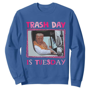 Funny Trump Garbage 2024 Sweatshirt Trash Day Is Tuesday Pink Trump TS11 Royal Blue Print Your Wear